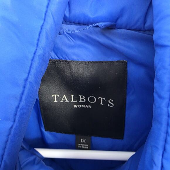 Talbots Blue Puffer Down Filled Quilted Outdoor Classic Slim Vest Size 1X - Picture 2 of 7